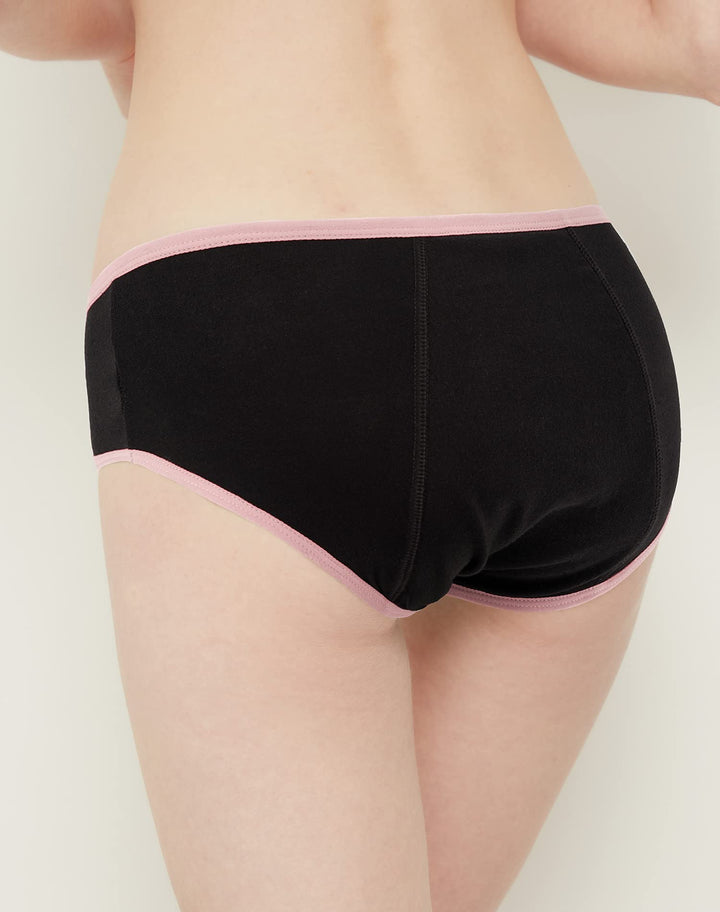 Teen Girls Period Underwear Cotton Leakproof Menstrual Panties 3 Pack(12-14 Years, 3 Black with Contrasting Hem)