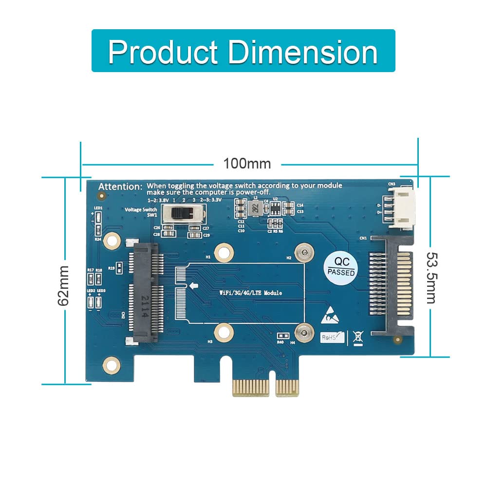 Mini PCI-E PCI Express to PCI-E 1x Adapter with SIM Car