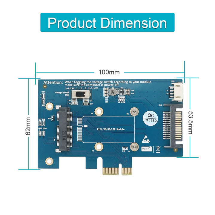 Mini PCI-E PCI Express to PCI-E 1x Adapter with SIM Car