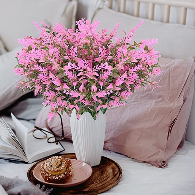 10 Bundles Artificial Flowers Outdoors,UV Resistant Faux Flower Fake Hanging Plants Plastic Greenery Shrubs Plants for Home Garden Window Vase Pots Box Porch Decorations (Orange)