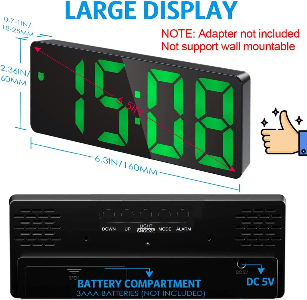 Newest Digital Alarm Clock, LED Clock for Bedroom, Electronic Desktop Clock with Temperature Display, Adjustable Brightness, Voice Control, 12/24H Display for Home ( )