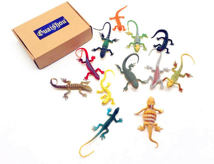 Artificial Model Reptile Lizard Animal Figures Kids Gift 12pcs