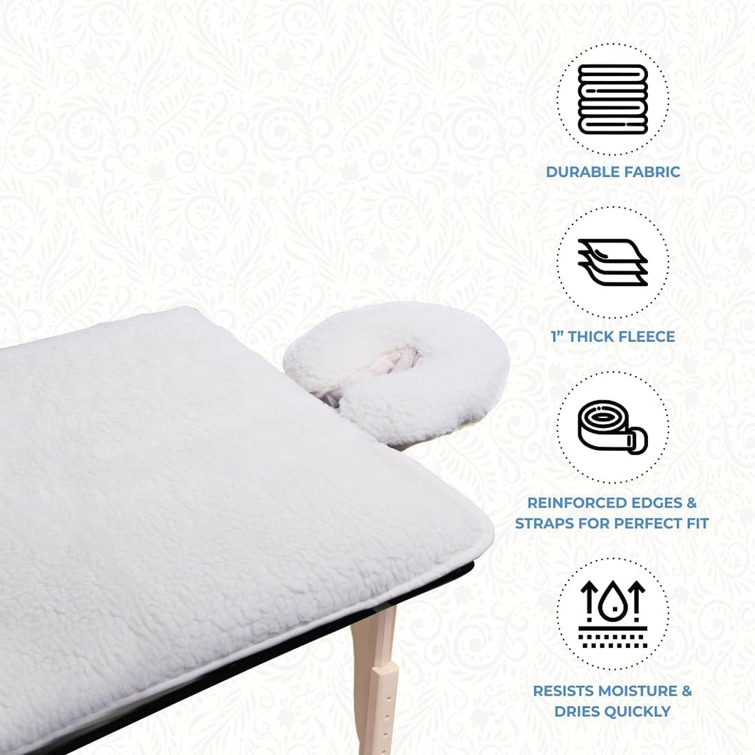 ForPro Premium Fleece Massage Pad Set, Extra Soft, Hypoallergenic, for Massage Tables, Includes Pad and Face Rest Cover, 31” W x 72” L