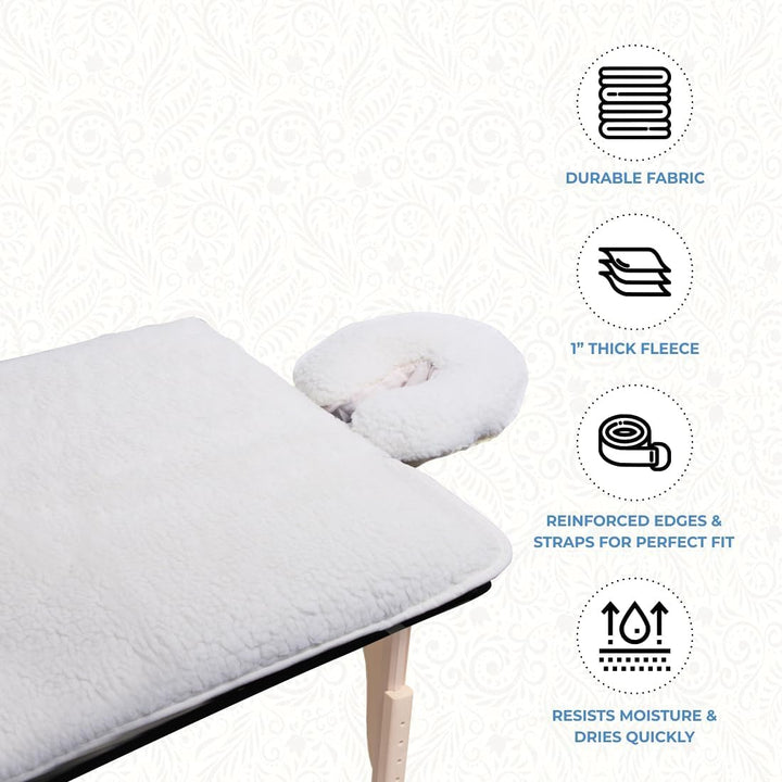 ForPro Premium Fleece Massage Pad Set, Extra Soft, Hypoallergenic, for Massage Tables, Includes Pad and Face Rest Cover, 31” W x 72” L