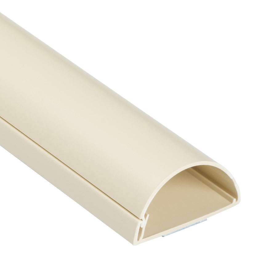 Half Round Cord Hider, Patented Cable Cover, Hide TV Wall Mount Wires, Raceway for Cords, Decorative Wire Covers, Paintable, Adhesive Cable Concealer, 2in W x 1in H x 39in L, Beige