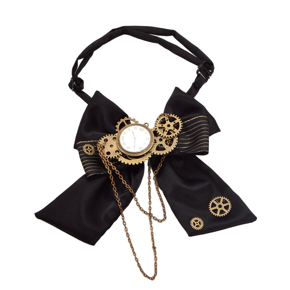 Blessume Steampunk Bowtie Gears, Black, One size