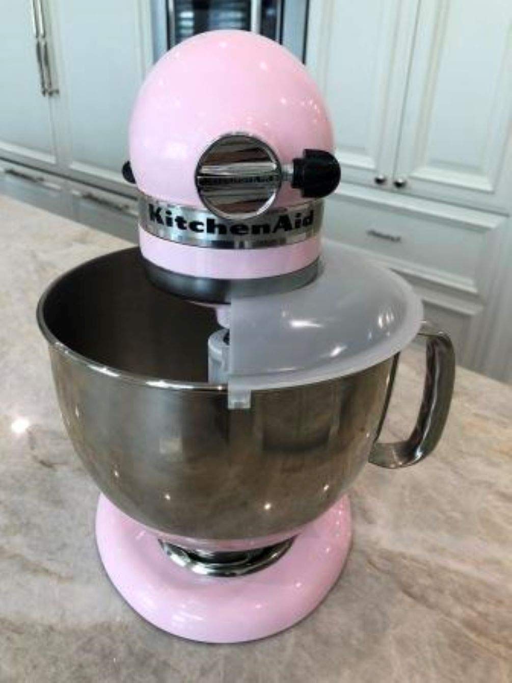 Stainless Exclusively for Kitchen Aid Mixing Bowl, USA Patented 3 in 1 Splatter Cover, Eliminates The Mess, Securely Seals, 4.5 quart, clear