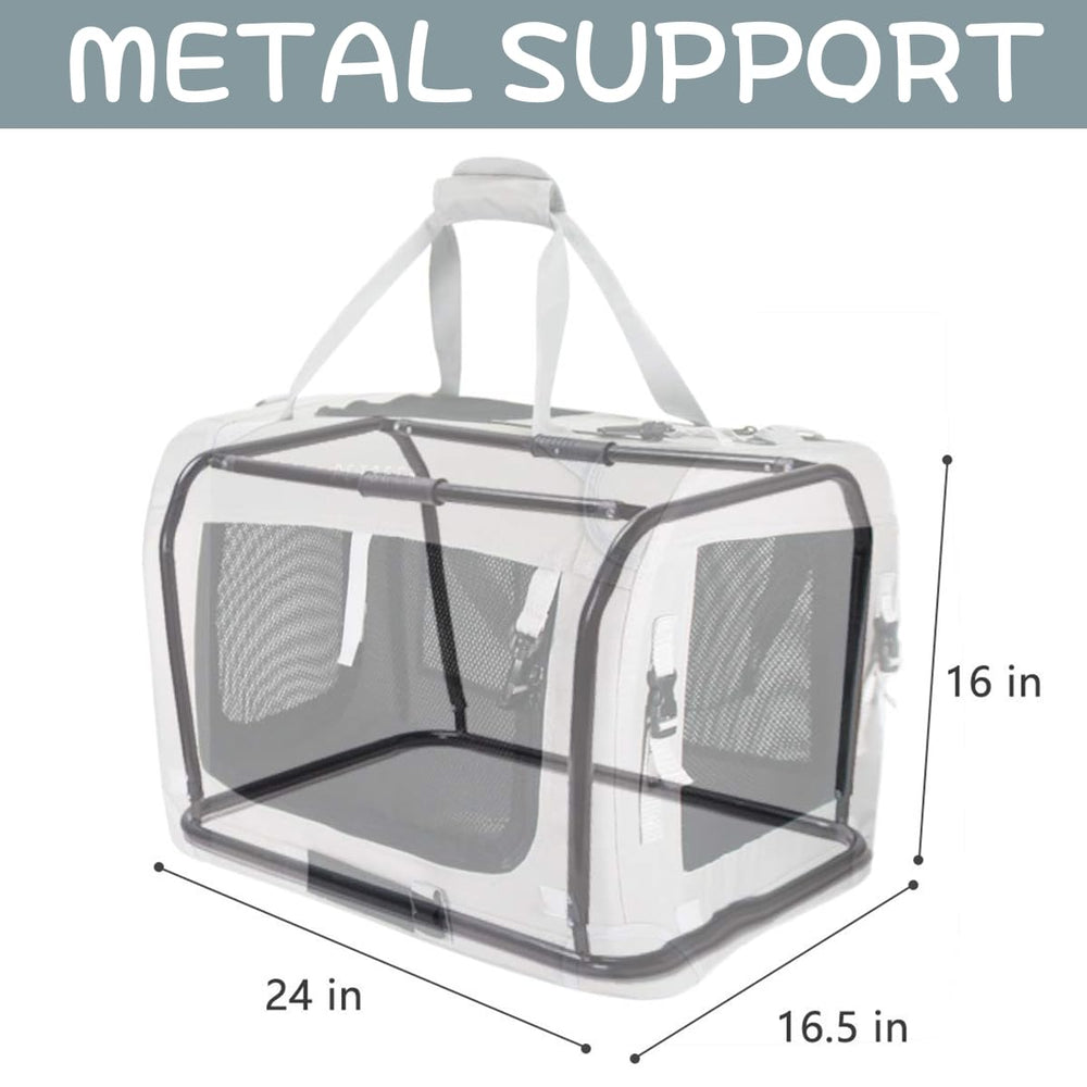 Extra Large Cat Carrier Soft Sided, Portable Small Dog Carrier for 2 Cats, 24x16.5x16 Car Travel Folding Comfortable Design with Bowl, Grey