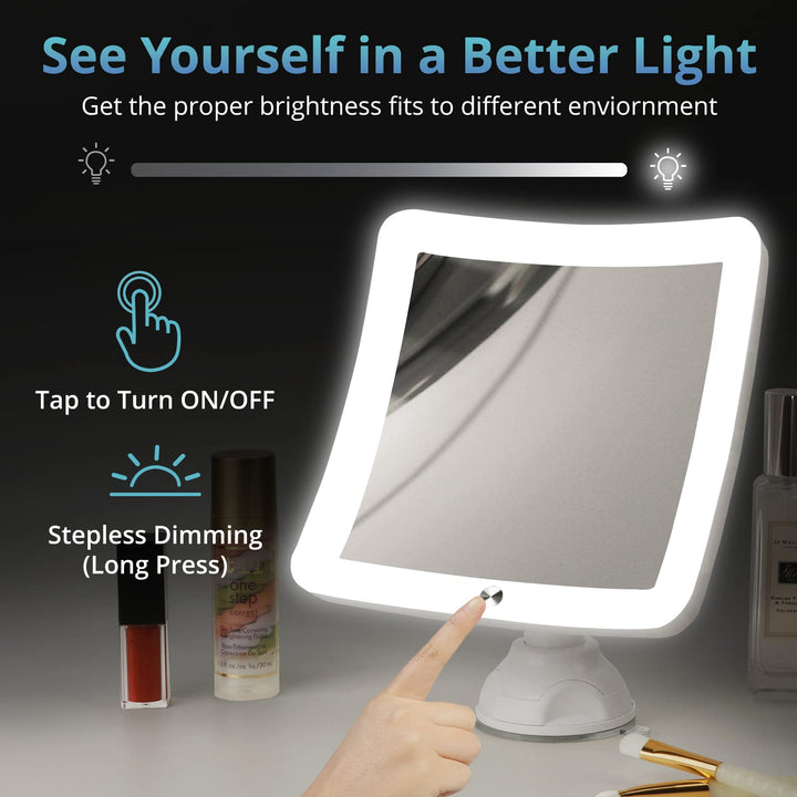 20X Lighted Magnifying Mirror with Light, Upgraded 2023 Version Lighted Makeup Mirror with Magnification, LED Magnified Mirror with Suction Cup for Bathroom, Portable Travel Mirror (Square)