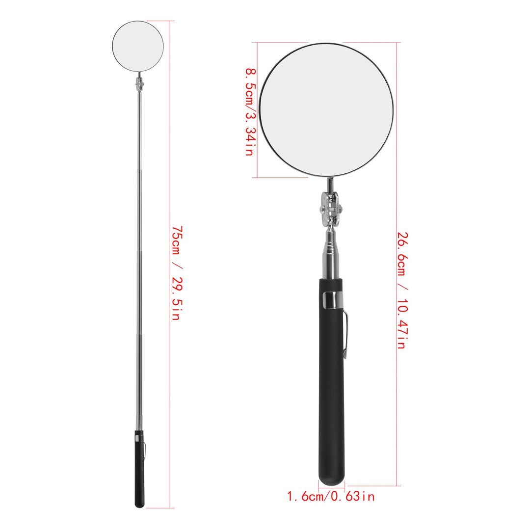 Telescopic Inspection Mirror, Circular Inspection Mirror, Telescopic Inspection Mirror, Flexible Inspection Mirror 360 Rotation, with Buckle Large Round Welding Mirror (Inspection Mirror-01)