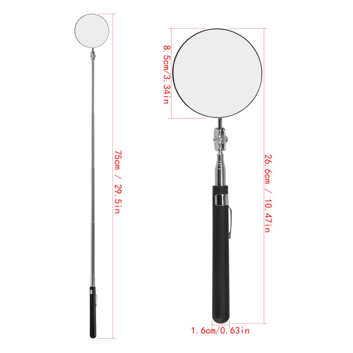 Telescopic Inspection Mirror, Circular Inspection Mirror, Telescopic Inspection Mirror, Flexible Inspection Mirror 360 Rotation, with Buckle Large Round Welding Mirror (Inspection Mirror-01)