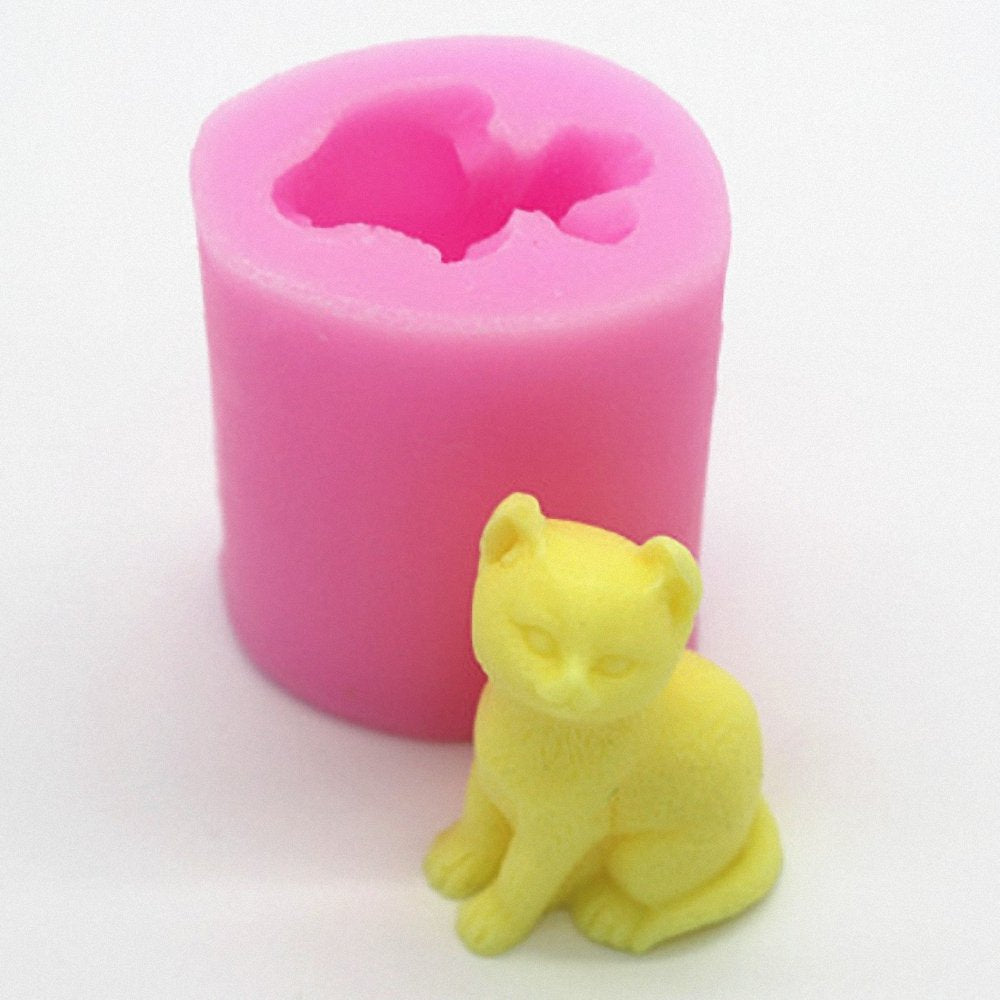 3D Kitten Candle Mold - MoldFun Small Size Cute Cat Sil