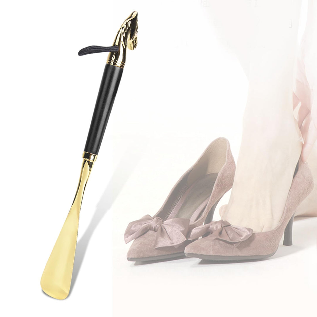 Shoe Horn Long Handle, Shoehorn 12.6 Beech Handle Metal Shoe Horn, Shoe Horn Pull Accessories Lifter, Shoe Spoon for Elders Seniors Men Women, Hangable Shoe Lifter