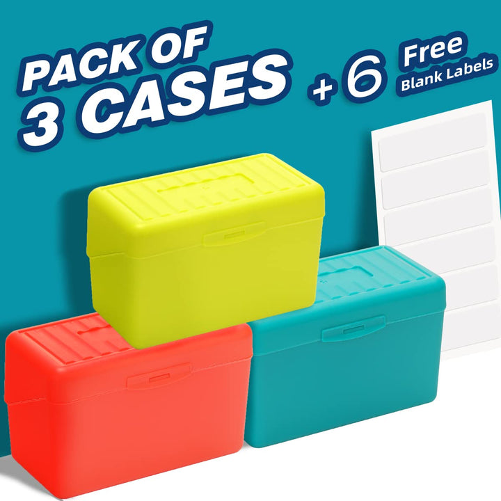 Index Card Holder 3x5, Index Card Box Organizer Case, 3x5 Flash Note Card Holder, 300 Card Capacity Box, 3 Packs (Red/Green/Yellow)
