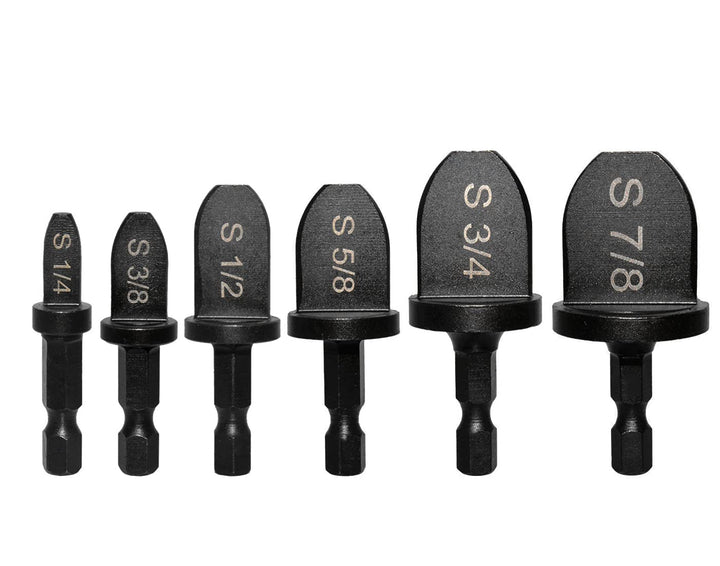6 PCS Swaging Tool Drill Bit Set 1/4-Inch Hex Shank HVAC Tool Copper Pipe Flaring Bits Portable Tube Expander Drill Bit Repairing Kit (1/4&#39;&#39;, 3/8&#39;&#39;, 1/2&#39;&#39;, 5/8&#39;&#39;, 3/4&#39;&#39;, 7/8&#39;&#39;)