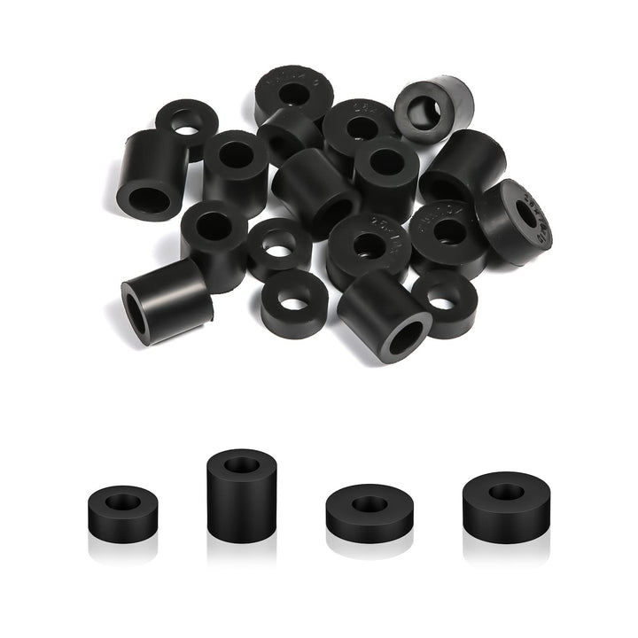 20pcs Round Neoprene Spacer, Multi Purpose Rubber Grommets Black Rubber Washers Anti Vibration Spacer for Home Car Accessories (4 Sizes)