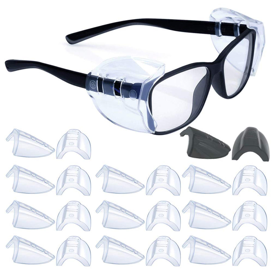 KMDJG 11 Pairs Safety Eye Glasses Side Shields,Slip On Clear Side Shields for Safety Glasses Fits Small to Medium Eyeglasses Frames(10 Pair Clear and 1 Pair Transparent Black)