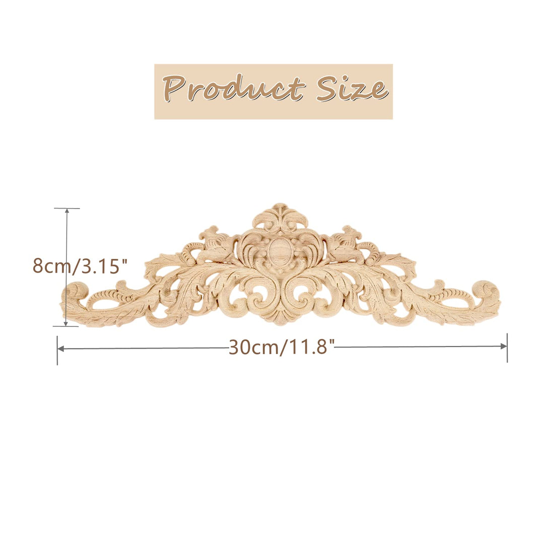 MUXSAM Long Wood Carved Appliques Onlays, 1-Pack Unpain