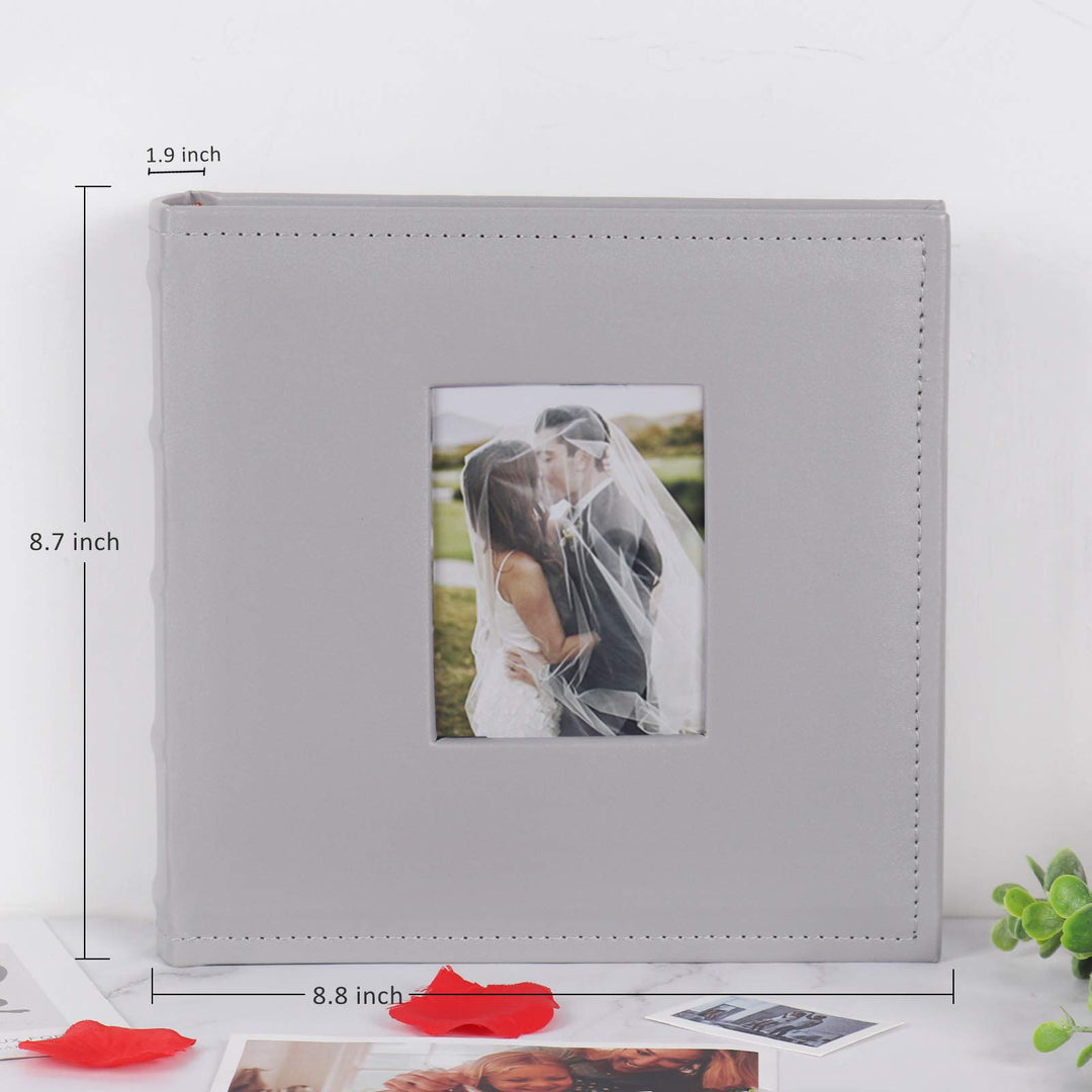 Photo Album Holds 200 4x6 Photo Book Premium Leather Cover Page Sleeves Family Small Personalised Picture for Wedding Anniversary Book Albums Baby Photos Albums(Gray)