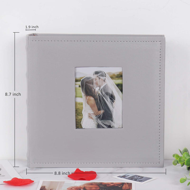 Photo Album Holds 200 4x6 Photo Book Premium Leather Cover Page Sleeves Family Small Personalised Picture for Wedding Anniversary Book Albums Baby Photos Albums(Gray)