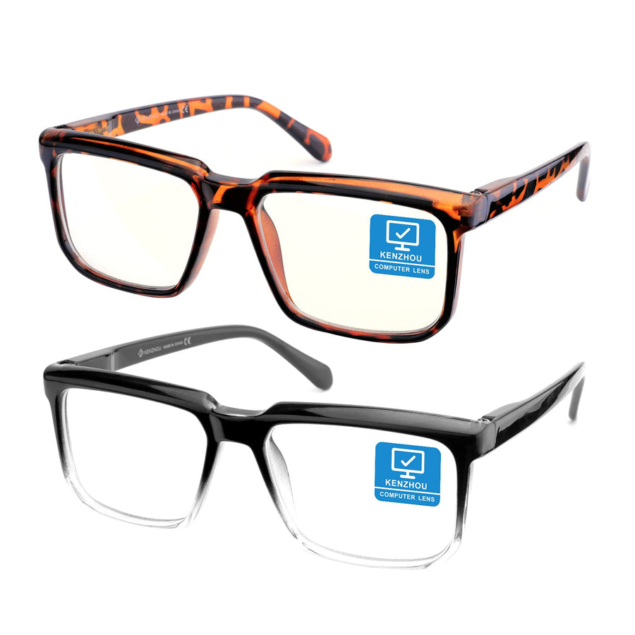 Blue Light Blocking Computer Gaming Glasses 2 Pack Anti Glare Eyestrain Men/Women(C3C4)