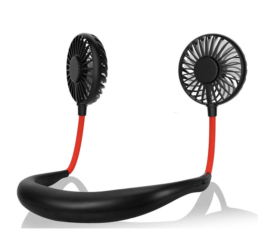 Portable Neck Fan, USB Rechargeable Fan with 3 Speeds Adjustable, Neck Fans Portable Rechargable Prime with LED Lights - Black