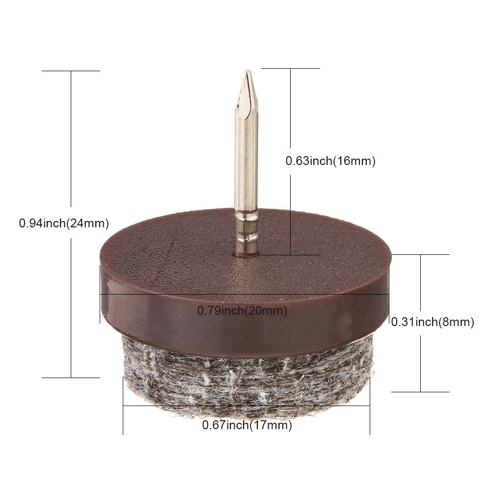 Office Chair Pad DIY Nail-on Anti-Sliding Round Heavy Pad Duty for Wooden Furniture Chair Tables Leg (0.79inch)