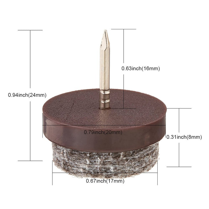 Office Chair Pad DIY Nail-on Anti-Sliding Round Heavy Pad Duty for Wooden Furniture Chair Tables Leg (0.79inch)