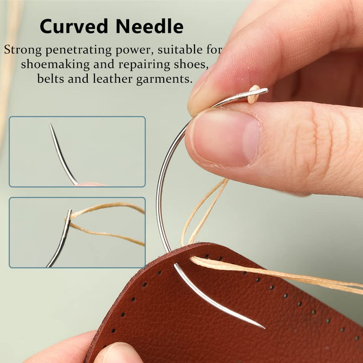 16 Pcs Leather Sewing Needles,Heavy Duty Sewing Needles Kit Include Leather Triangular Needle, Sack Needle, Hand Sewing Needle,Leather Needles for Upholstery,Leather Craft,Carpet Canvas Repair