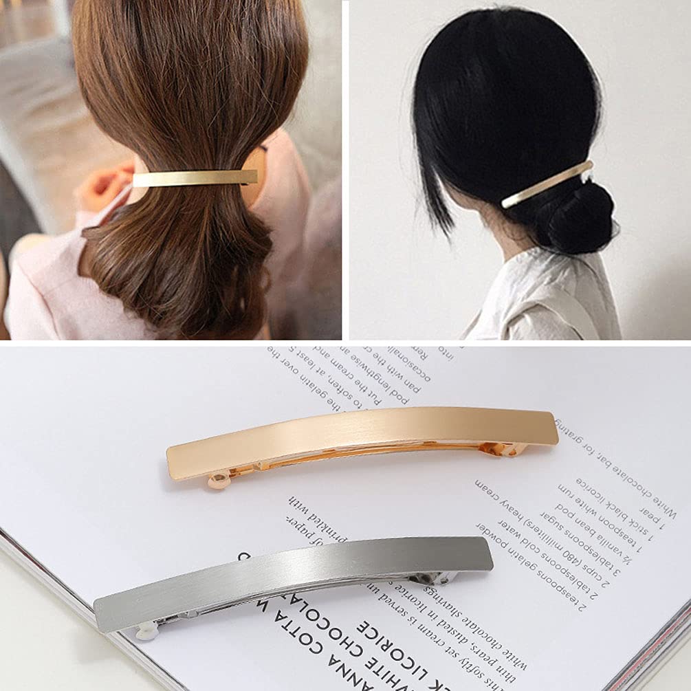Teensery 2Pcs 4 Metal Hair Clips Spring Clip Barrette Wrapping Hairpins Hair Accessories For Girls Women Ladies Gold And Silver