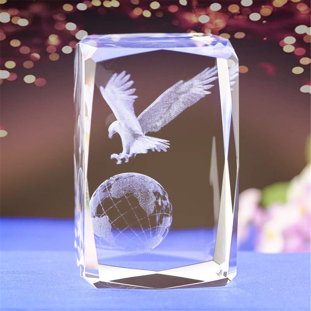 Crystal Glass Bald Eagle Statues and Figurines,3D Laser