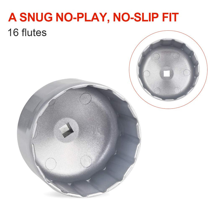 86mm 16 Flute Oil Filter Wrench Compatible with Volvo and BMW-Cartridge Style Housing Caps