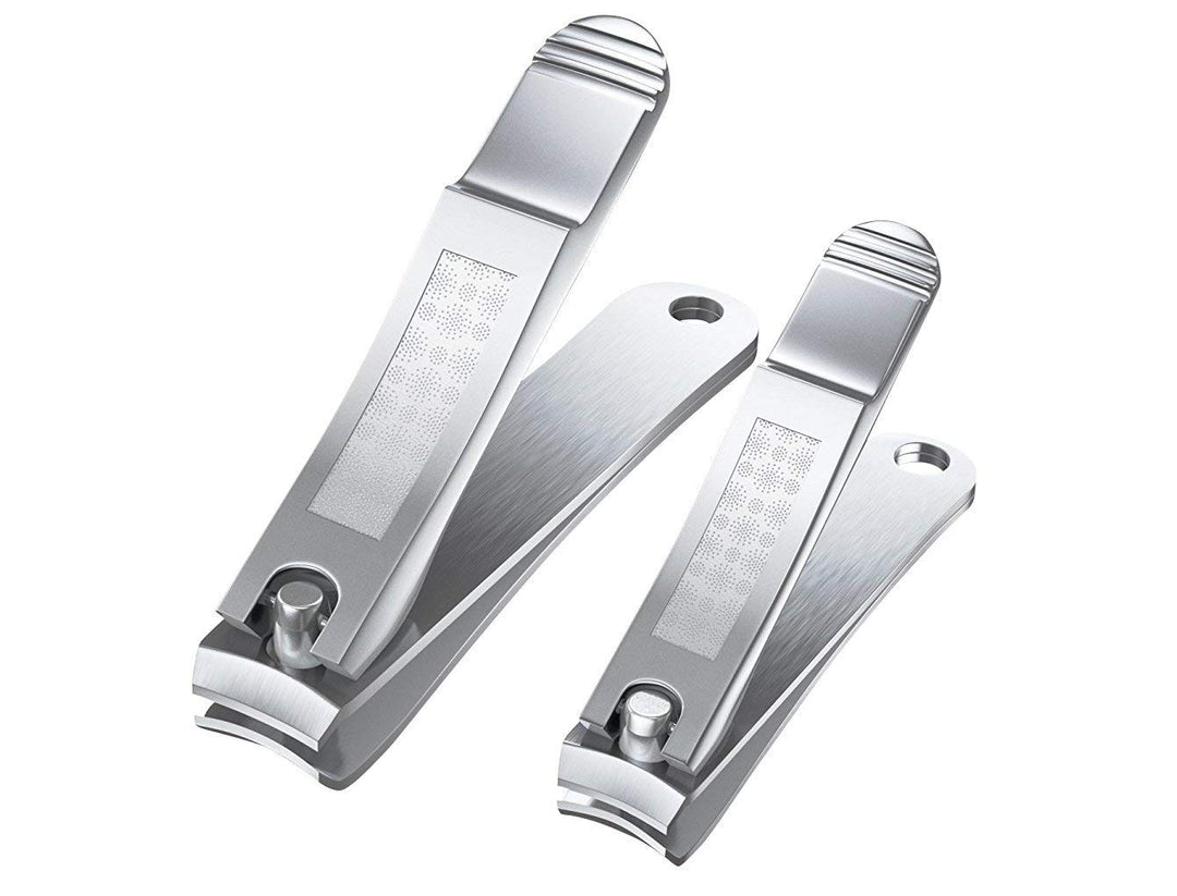 Black : Nail Clipper Set - Fingernail Clipper + Toenail Clipper + Nail File + Slanted Tweezers - Stainless Steel