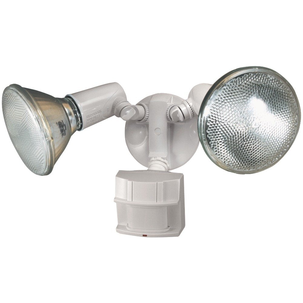Globe Electric 17000269 110-Degree 240 W Twin Head White Hardwired Motion Sensor Security Flood Light, Spotlight, Outdoor, Outside House Lights