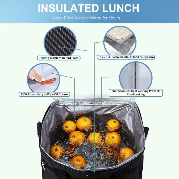 Iknoe Large Cooler Bag Collapsible 24 Can Insulated Bags Leakproof Lunch Cooler Tote with Multi-Pockets for Adult Insulated Thermal Bag for Beach, Picnic, Office Work (New Black)