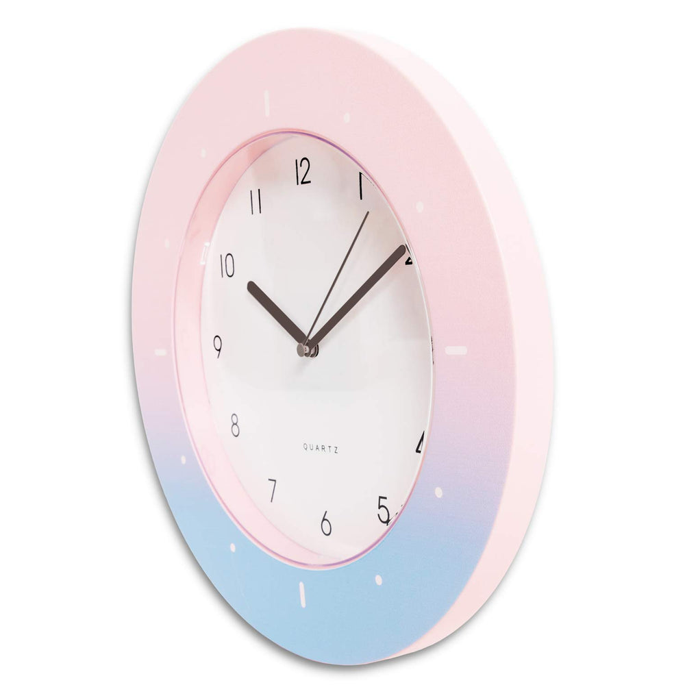 - Pink Ombre Colorful Rainbow Wall Clock for Girl's and Kid's Bedroom Wall Decor. Super Cute, Non-Ticking, Battery Operated and Easy to Read. (12 inch)
