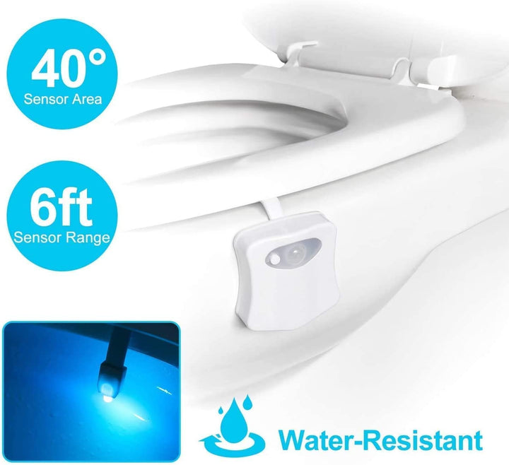 Toilet Night Light, Toilet Light with Motion Sensor LED 8 Colors Changing Toilet Bowl Light Bathroom Night Light for Washroom Cool Fun Gadgets Elderly Parents gift Ideas, Fits Any Toilet