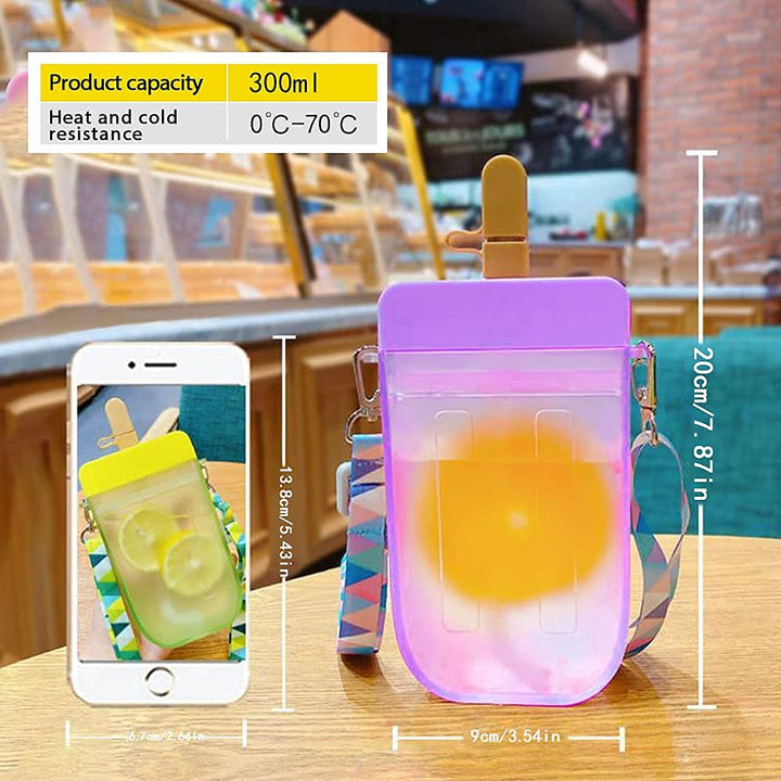 AGUDOU Cute Water Bottles with Straw, Sports Popsicle W