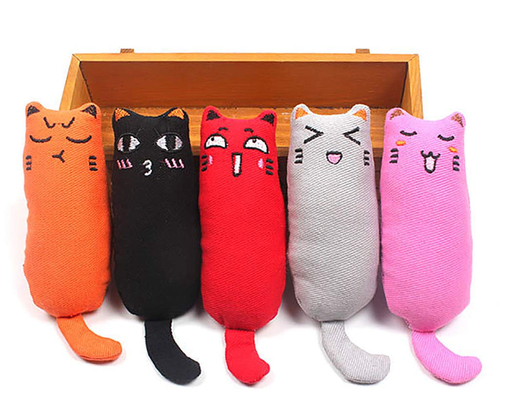 5Pcs Bite Resistant Catnip Toy for Cats,Catnip Filled Cartoon Mice Cat Teething Chew Toy