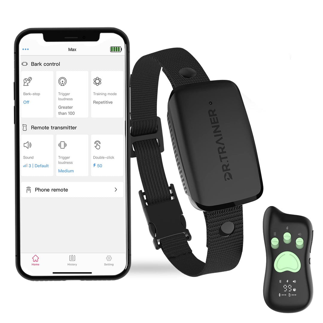 B1sPro Bark Collar APP&amp;Watch Control, IP68 Waterproof Dog Training Collar with Smart Progressive Correction &amp; Barking Report &amp; Custom Sound, 0~99 Static Level Rechargeable Anti Bark Collar