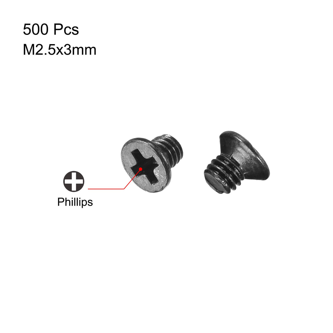 uxcell M2.5 x 3mm Phillips Screw Fasteners Black for La