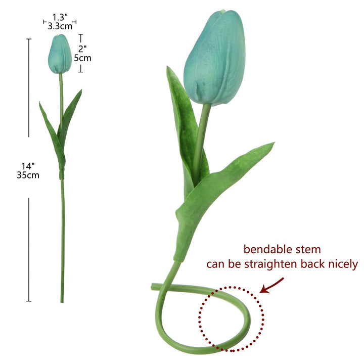 20 Pcs Blue Tulips Artificial Flowers Real Touch Fake Tulips Fake Flowers for Mother&#39;s Day 13.5 Faux Tulips Faux Flowers Bulk Artificial Tulips Flowers for Vase Centerpieces Home Wedding Bouquet