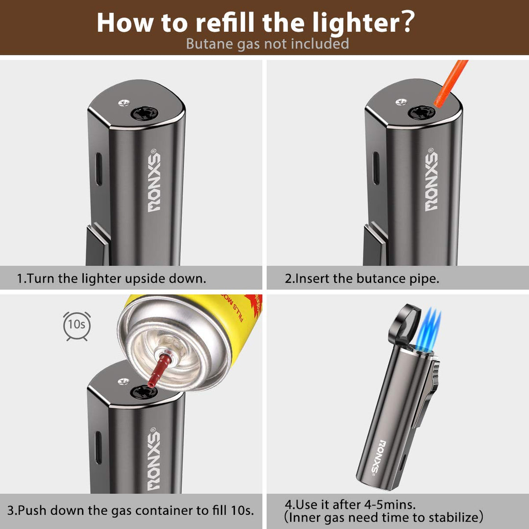 RONXS Torch Lighter, Butane Lighter in Pocket Size, Adj