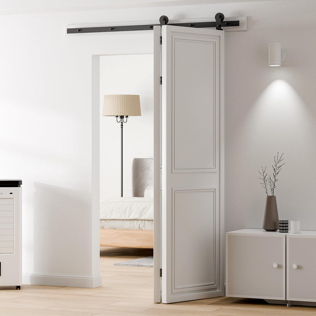 6.6FT Heavy Duty Sturdy Sliding Barn Door Hardware Kit for Single Door - Smoothly and Quietly -Easy to Install, Fit 39.6 Wide Door(J Shape Hanger)…