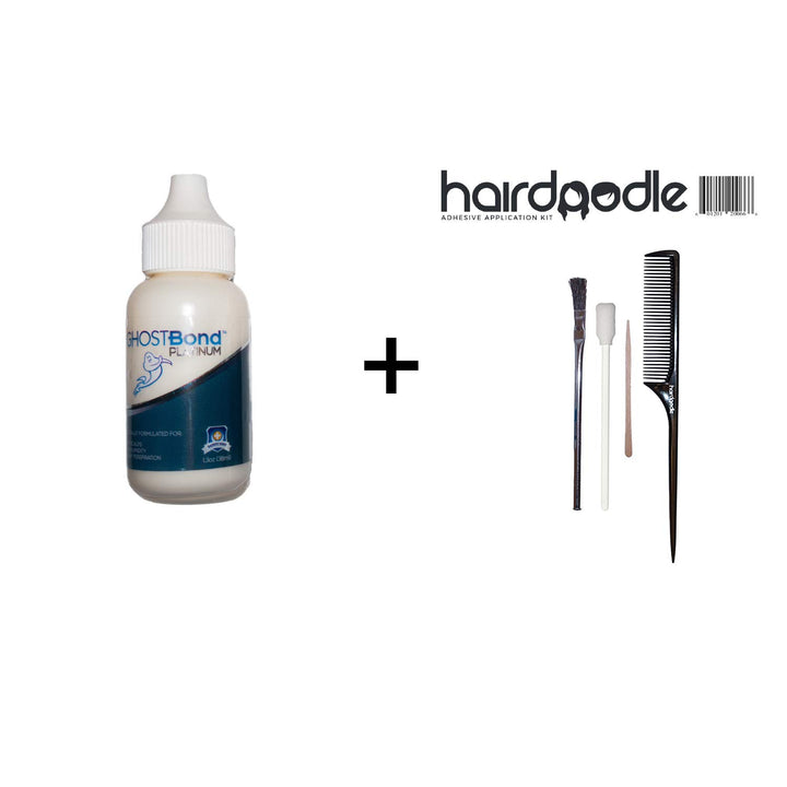 Ghost Bond Platinum 1.3oz Adhesive Brush Rat Tail Comb and Contour Applicator Ultimate Bundle