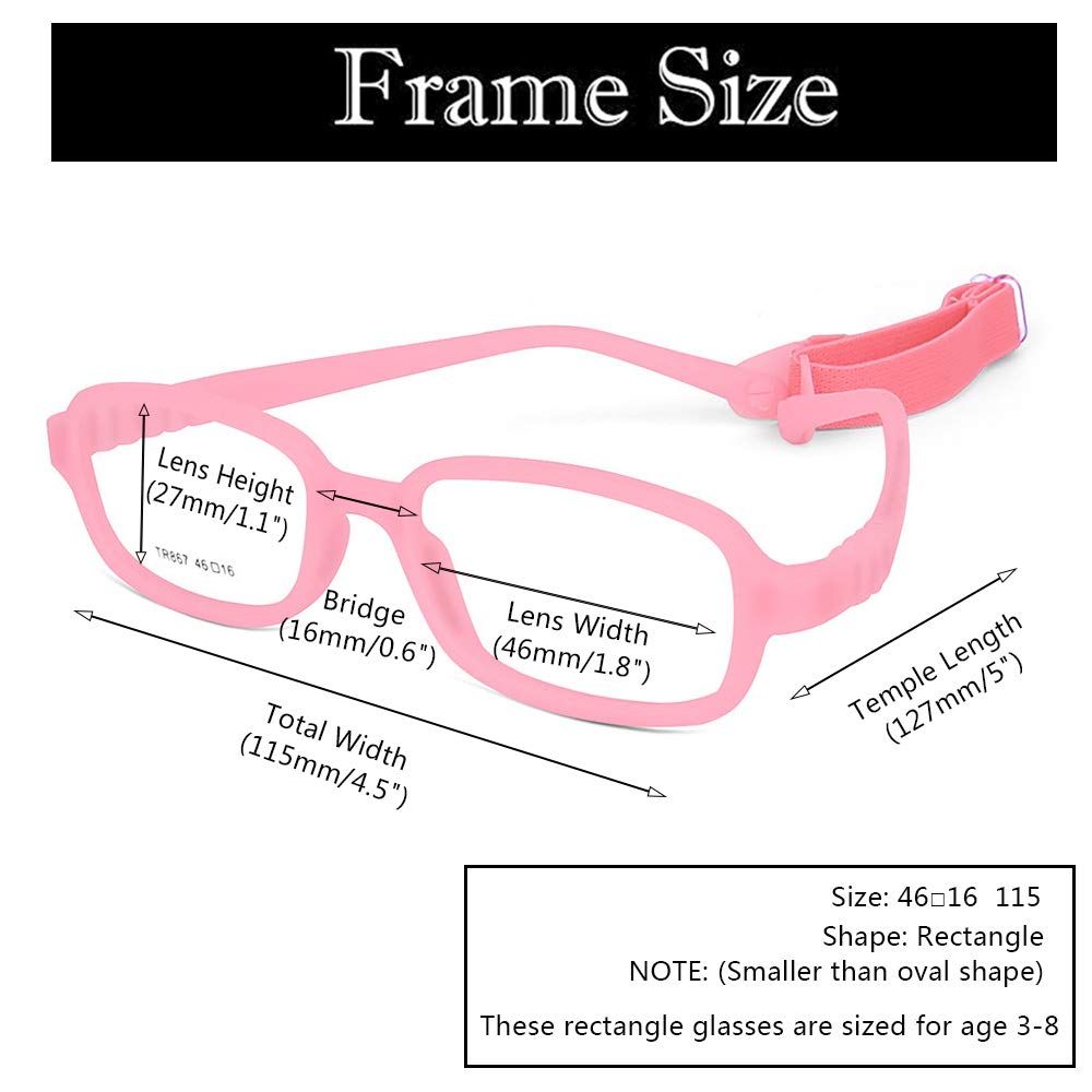 Children Optical Glasses Frame TR90 Flexible Bendable One-piece Safe Eyeglasses Girls Boys Square Pink