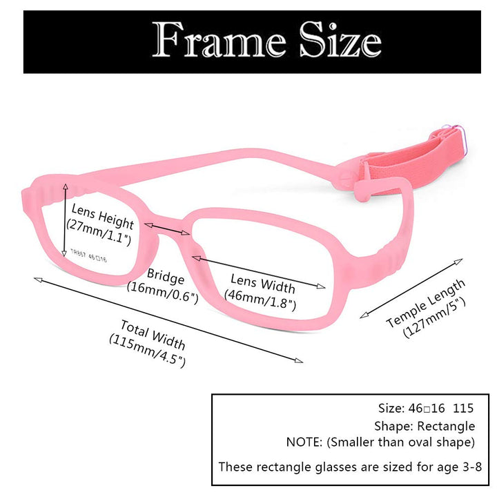 Children Optical Glasses Frame TR90 Flexible Bendable One-piece Safe Eyeglasses Girls Boys Square Pink