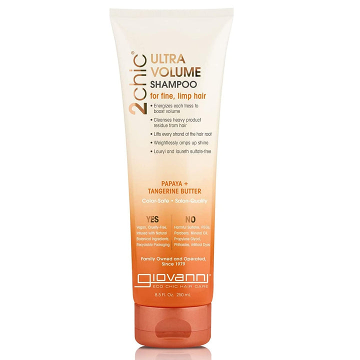 2chic Ultra-Volume Shampoo - Daily Volumizing Formula with Papaya &amp; Tangerine Butter, Promotes Weightless Control for Fine Limp Thin Hair, No Parabens, Color Safe - 8.5 fl oz