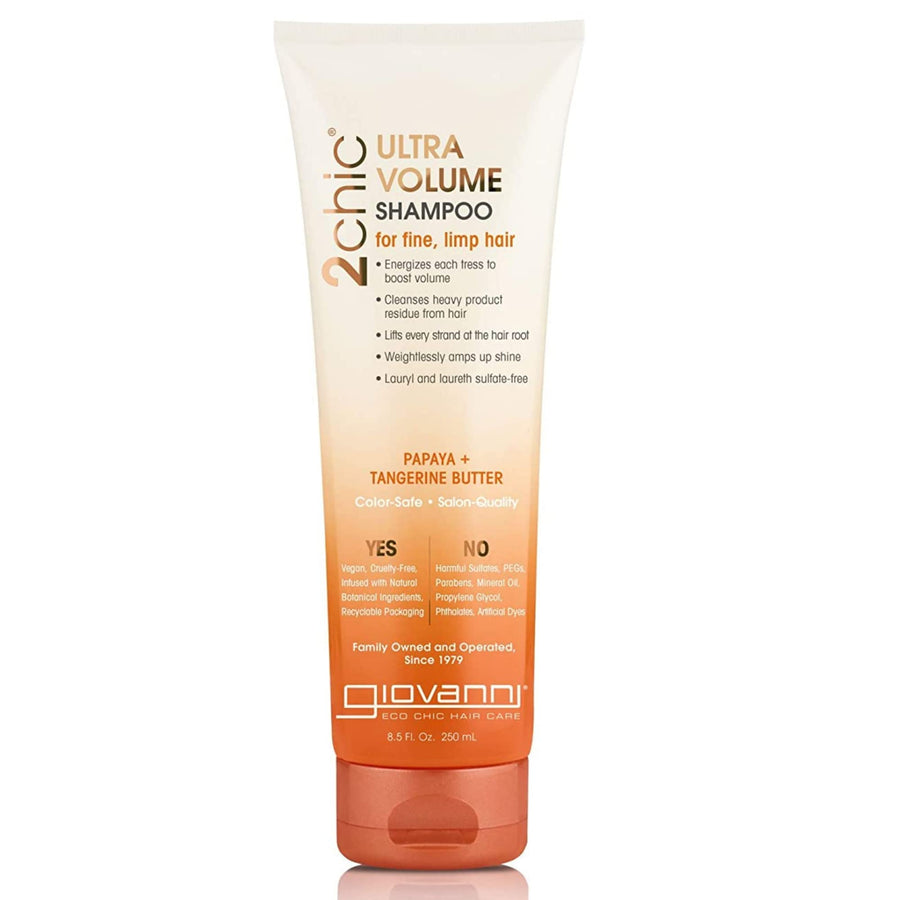 2chic Ultra-Volume Shampoo - Daily Volumizing Formula with Papaya & Tangerine Butter, Promotes Weightless Control for Fine Limp Thin Hair, No Parabens, Color Safe - 8.5 fl oz