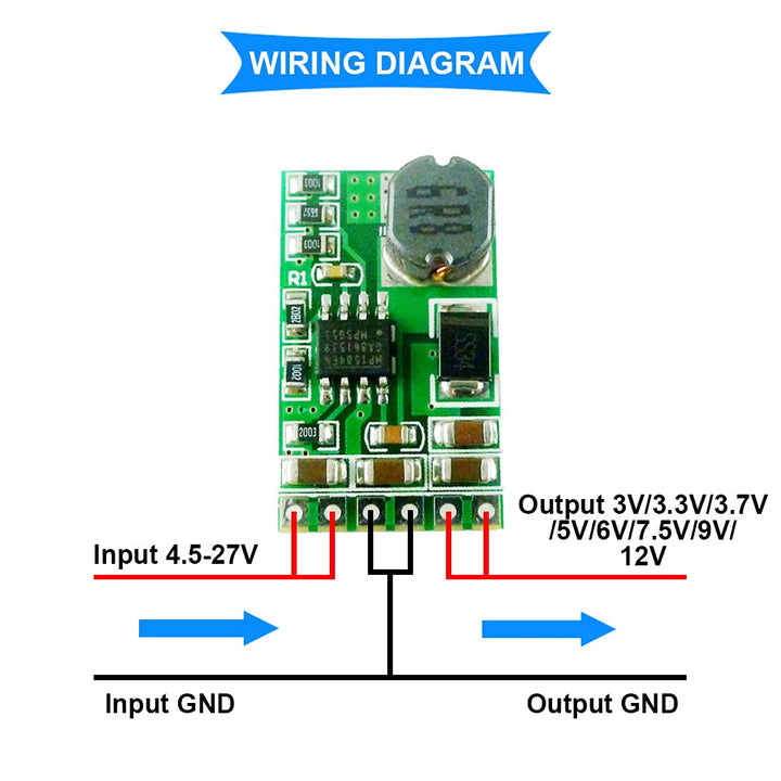 DKARDU 2PCS DC-DC Buck Converter 4.5V-27V to 3V 3.3V 3.